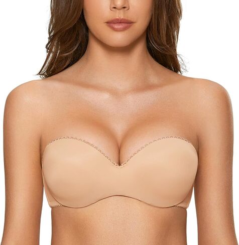 DOBREVA Women's Strapless Push Up Bra Plus Size Padded Underwire Multiway Bandeau in Kuwait