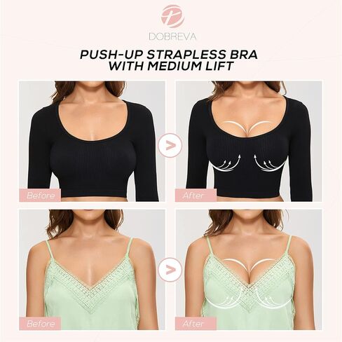 DOBREVA Women's Strapless Push Up Bra Plus Size Padded Underwire Multiway Bandeau in Kuwait