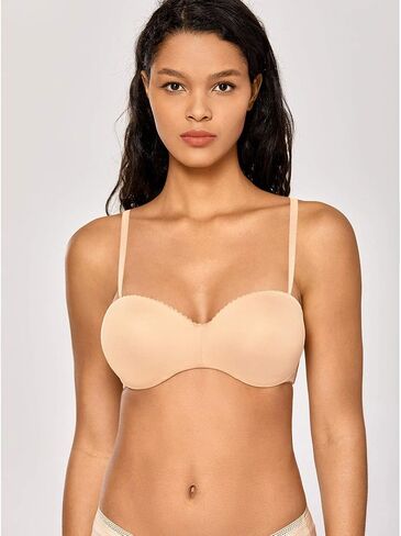 DOBREVA Women's Strapless Push Up Bra Plus Size Padded Underwire Multiway Bandeau in Kuwait