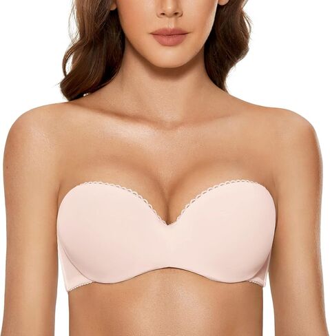 DOBREVA Women's Strapless Push Up Bra Plus Size Padded Underwire Multiway Bandeau in Kuwait