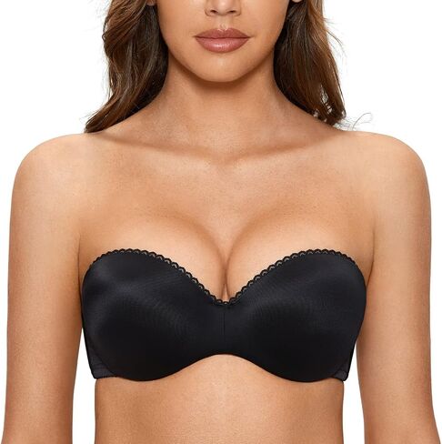 DOBREVA Women's Strapless Push Up Bra Plus Size Padded Underwire Multiway Bandeau in Kuwait