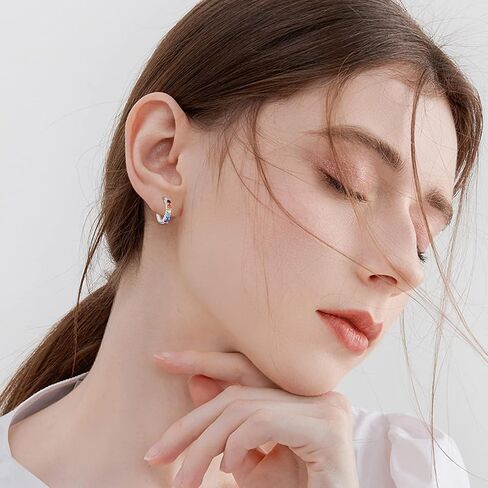 Rainbow Hoop Earrings 925 Sterling Silver Colorful Huggie Hoop Earrings Jewelry Gift for Women girl in Saudi Arabia