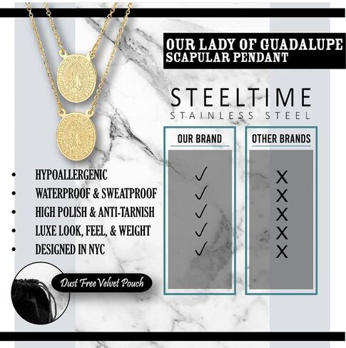 Steeltime 18K مطلية بالذهب الفولاذ المقاوم للصدأ مريم العذراء غوادالوبي/سانت بنديكت كتفي in Kuwait
