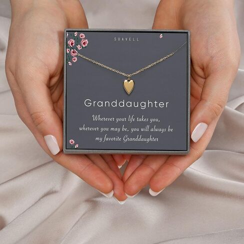 Granddaughter Necklace - Gifts From Grandma and Grandpa to Grandaughter - Birthday, Graduation or Valentine's Gifts for Granddaughter - Grandmother Jewelry Gifts - Grand Daughter Pendant with Gift in Kuwait