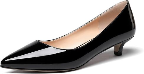 MODENCOCO Women's Pointed Toe Slip On Solid Patent Kitten Low Heel Pumps Shoes 1.5 Inch in Saudi Arabia