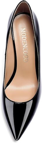 MODENCOCO Women's Pointed Toe Slip On Solid Patent Kitten Low Heel Pumps Shoes 1.5 Inch in Saudi Arabia