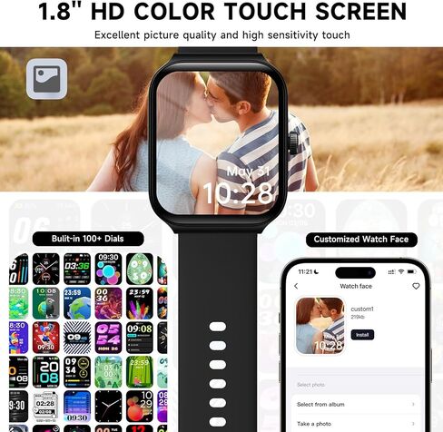 ساعات ذكية للرجال والنساء، أليكسا مدمجة ومكالمة بلوتوث (الإجابة/الإجراء)، شاشة لمس 1.95 بوصة لتتبع اللياقة البدنية مع معدل ضربات القلب SpO2 ساعة ذكية لمراقبة النوم لهاتف iPhone Android IP68 مقاومة للماء in Kuwait