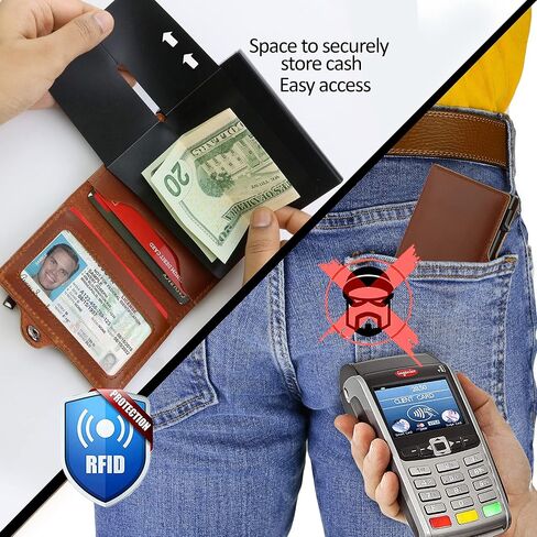 RFID Blocking Genuine Minimalist Leather Airtags Wallets for men With Zipper pocket with 10 Slot Credit Cards in Saudi Arabia