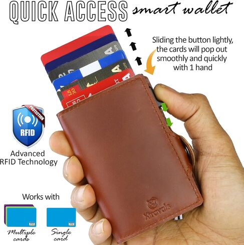 RFID Blocking Genuine Minimalist Leather Airtags Wallets for men With Zipper pocket with 10 Slot Credit Cards in Saudi Arabia