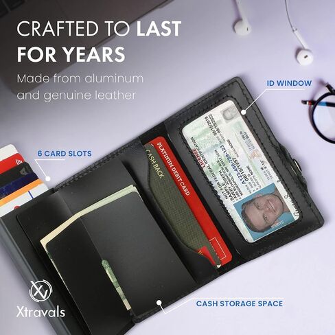 RFID Blocking Genuine Minimalist Leather Airtags Wallets for men With Zipper pocket with 10 Slot Credit Cards in Saudi Arabia