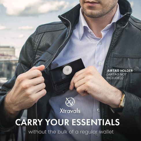 RFID Blocking Genuine Minimalist Leather Airtags Wallets for men With Zipper pocket with 10 Slot Credit Cards in Saudi Arabia