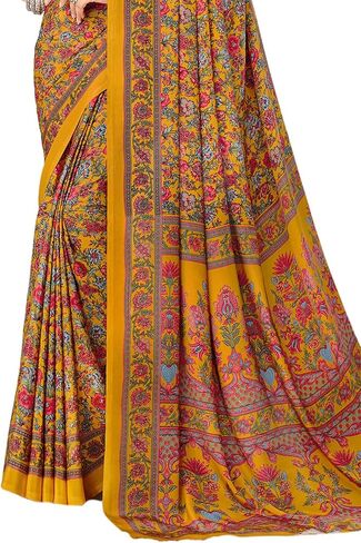 ساري حريمي من SIRIL مطبوع عليه زهور من الكريب الحريري مع قطعة بلوزة غير مخيطة in Kuwait