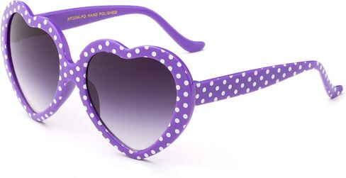 Kyra Kids Heart Sunglasses Girls Heart Shaped Sunglasses Polka Dots Cute Vintage Look UV Protection w/Carrying Pouch in Saudi Arabia