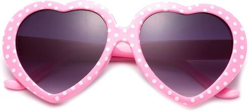 Kyra Kids Heart Sunglasses Girls Heart Shaped Sunglasses Polka Dots Cute Vintage Look UV Protection w/Carrying Pouch in Saudi Arabia