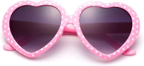 Kyra Kids Heart Sunglasses Girls Heart Shaped Sunglasses Polka Dots Cute Vintage Look UV Protection w/Carrying Pouch in Saudi Arabia