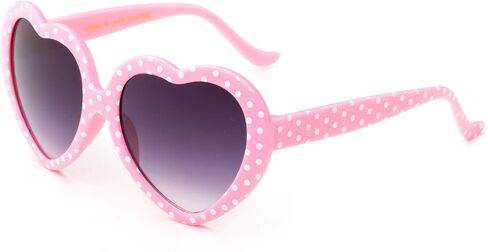 Kyra Kids Heart Sunglasses Girls Heart Shaped Sunglasses Polka Dots Cute Vintage Look UV Protection w/Carrying Pouch in Saudi Arabia
