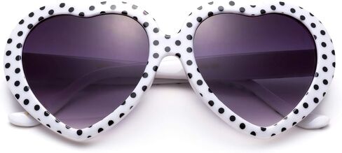 Kyra Kids Heart Sunglasses Girls Heart Shaped Sunglasses Polka Dots Cute Vintage Look UV Protection w/Carrying Pouch in Saudi Arabia