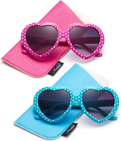 Kyra Kids Heart Sunglasses Girls Heart Shaped Sunglasses Polka Dots Cute Vintage Look UV Protection w/Carrying Pouch in Saudi Arabia