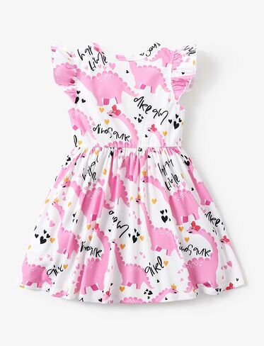 PATPAT Toddler & Baby Girl Dresses: Unicorn Print, Ruffle Sleeve, Dinosaur Skirt for Kids,18-24 Months to 5-6 Years in Saudi Arabia