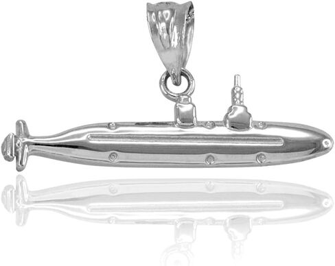 Claddagh Gold Polished 925 Sterling Silver Military Navy Submarine Warefare Boat Charm Pendant Necklace - Choice of Pendant Only or Chain Length in Saudi Arabia