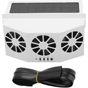 plplaaoo Solar Powered Car Ventilator, Solar Car Exhaust Fan Window Vent, Large Wide Angle 3 Fans Deodorant Energy Saving Car Exhaust Ventilation Fan, Air Cooling Fan System, for General Types of