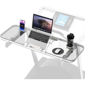 Treadmill Desk Attachment Transparent，Treadmill Laptop Holder Adjustable Height Ergonomic Treadmill Standing Workstation Stand，Suitable for Treadmill Handshake Width 13-33 inches
