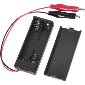 2PCS Crocodile Clip Battery Box 2 AAA with Lid Battery Box Organizer with Switch Cord Crocodile Clip Cord Material ABS Suitable for All Kinds of Household Appliances Science Experiments