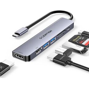 LENTION USB C Hub, Dual HDMI 4K@60Hz for MacBook, 7-in-1 USB C Docking Station, PD 100W, 5Gbps Data Transfer, SD Card Reader, Dual Monitor Adapter for M1/M2/M3 macOS Systems, Windows (CE45)