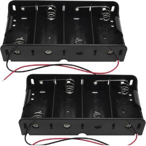 2PCS D Type Single Cell Battery Box Holder Large Size 1-Cell 4x1.5V with Leads No Cover No Switch Slots Black