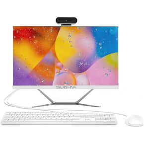 All-in-One Desktop Computer 24", Quad-Core, 16GB RAM, 512GB SSD, Wired Keyboard& Mouse, RGB Speaker and Webcam, White (i7/16G/512G)
