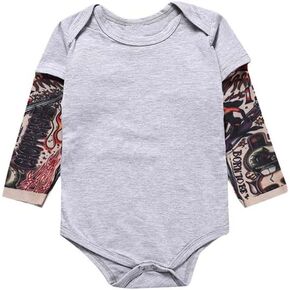 LOOLY Baby Boys girl Tattoo Sleeve Cotton Snap on Bodysuit Romper