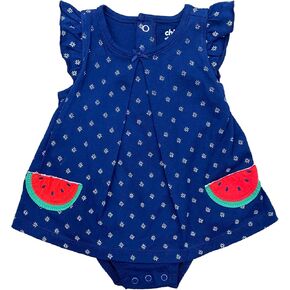 Carters Infant Girls Navy Blue Watermelon Baby Romper Sun Dress Bodysuit