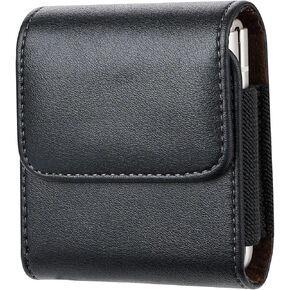 Miimall Flip Phone Holster for Samsung Galaxy Z Flip 6/5/4/3 Phone Holster Belt Case, 360 Rotating Leather Pouch with Belt Clip for Motorola Razr, Razr Plus, Razr 50 Ultra Razr 50 Holster Case, Black