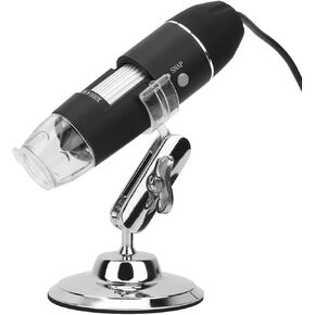 1600X LED Digital Microscope Camera HD Handheld Microscope with Bracket, 8 LED Diodes and High Resolution for Plant Inspection, Jewelry Inspection
