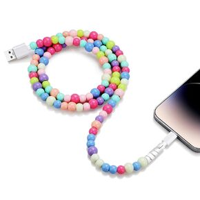 Aolcev 3.3FT Charging Cable Durable and Stylish 66W Fast Charger Cord Beaded Charging Cord for iPhone 14 13 12 11 Pro Max Xr Xs X 8 7 6 Plus iPad Pro/Air/Mini Multicolored