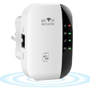 WiFi Extender Wireless Signal Range Booster, 300Mbps 2.4GHz Wi-Fi Repeater with Ethernet Port, 802.11b/g/n Wireless Internet Blast for Home, AP Mode/Wide Compatibility/Easy Setup, WPS Supported