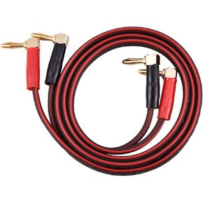 HI-FI Pure Copper Speaker Cable Right Angle L Type Gold-Plated Connector Banana Plugs Line Wire Red & Black Red Banana Plug for The Sound and Speaker Dual Color Plug Speaker Wire(1M)