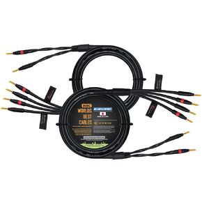 WORLDS BEST CABLES 15 Foot - Canare 4S11 – Audiophile Grade - HiFi Star-Quad Bi-Wire Speaker Cable Pair with Eminence Gold Banana Connectors