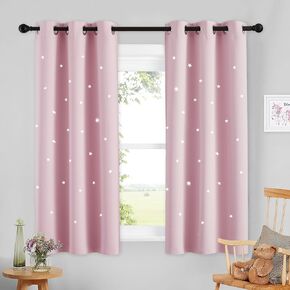 NICETOWN Pink Room Darkening Girls Curtains with Star 54 inch Long, Space Themed Thermal Insualted Window Curtain Grommets Kids Galaxy Constellation Drapes for Baby Kids Bedroom, 1 PC, 34" Wide