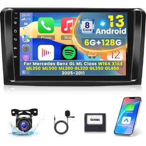 [8 Core 6G+128G] Car Radio for Mercedes Benz GL GL450 GL350 GL320 ML W164 X164 ML350 ML500 ML280 2005-2011, Android 13 Touch Screen Car Play Stereo, DSP 32 EQ/IPS Screen/Carplay/Android Auto