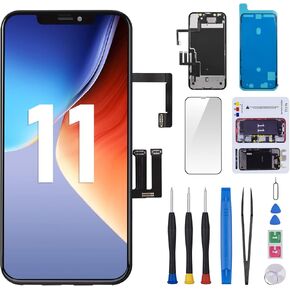 for iPhone 11 Screen Replacement 6.1" with Ear Speaker and Sensor Kit Full Assembly 3D Touch LCD Display Digitizer Fix Tools Magnetic Screw Mat Front Earpiece Repair Glass A2111 A2223 A2221