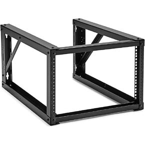 NavePoint 6U Open Frame Wall Mount Server Rack for 19" Networking IT Equipment & A/V Gear, 24.81" Depth, 132 lbs Weight Capacity, 12-24 Threaded