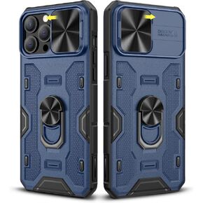 Caka for iPhone 13 Pro Max Phone Case, iPhone 13 Pro Max with Belt-Clip Holster Built-in 360°Rotate Stand, Case for iPhone 12 Pro Max Case -Black