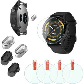 Smartwatch Clear TPU Protective Film for Garmin Venu 3 Screen Protectors Bubble-Free Installation High-Definition and Charging Dust Plug（Pack of 4+4）【It's Not Glass】