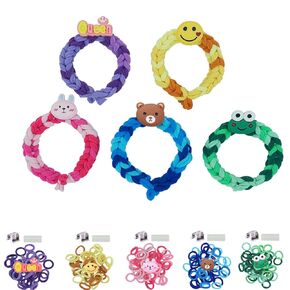 DIY High Elastic Hair Tie Bracelet 5 Styles Handmade Gift Braided Rubber Band Hair Rope Friends Couple and Kids,Babys Bracelet Hair Tie, Black