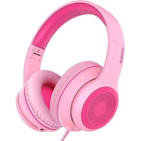 RORSOU K9 Kids Headphones with Microphone, Folding Stereo Bass Headset with 1.5M No-Tangle Cord for Children/Teens/School/Adults, Portable Wired Headphones for Smartphone Tablet Computer MP3/4 (Black)