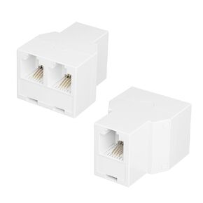 Phone Jack Splitter for Landline, 2 Pack RJ11 6P4C Plug with 3Female Phone Line Splitter 1 in 2 Out, Two Way Telephone Line Splitter, Phone Line Connector, Black