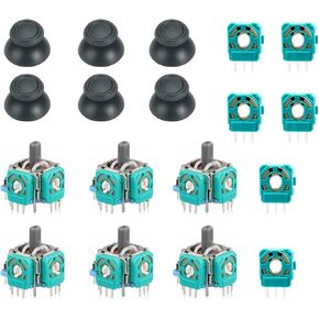 6pcs Replacement Thumbsticks and Ohm Potentiometer Compatible with Playstation 5 DualSense Wireless Controller, Module Parts Joystick Analog Caps for PS5 Controller