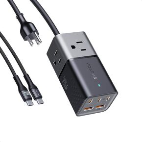 USB C Power Strip, VOLTME 75W 8-in-1 3 AC & 3 USB C GaN PD PPS Bedside Desktop Charging Station with 6ft Extension Cord for MacBook Pro, iPhone 15 Pro Max Galaxy S24 Ultra iPad Air Mini