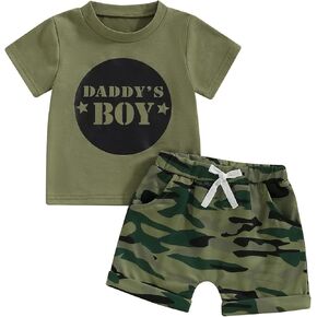 Toddler Baby Boy Summer Clothes Set T Shirt Shorts Outfits Short Sleeve Pocket Tops Shorts 2PCS (Army Green, 12-18 Months)